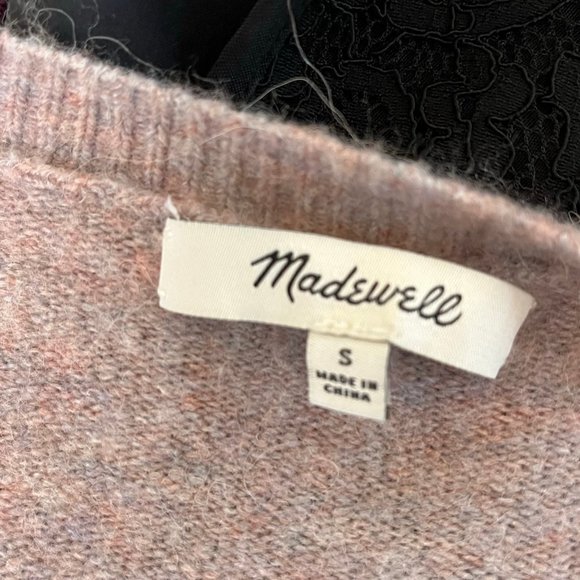 Madewell Light Pink Purple V-Neck Faux Wrap Ballet Sweater Size Small Wool Blend - Picture 7 of 9